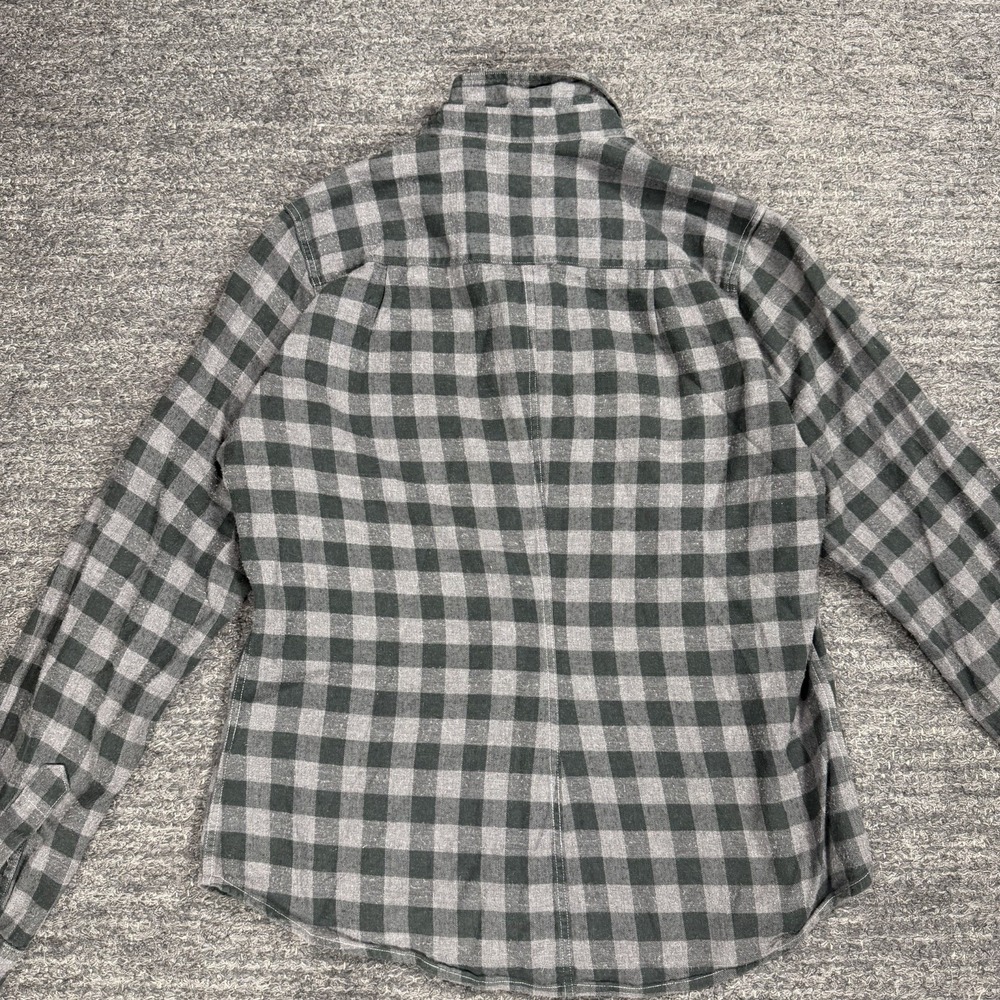 Frank & Eileen Barry Flannel Shirt Women Small Button Up Gray Plaid Cotton Italy - Picture 5 of 9